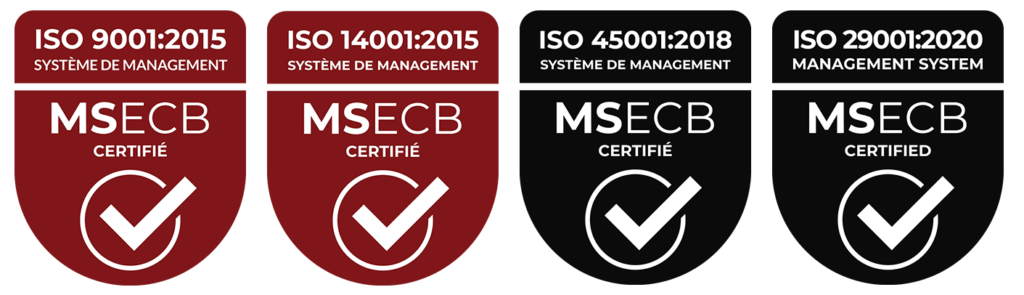 Certifications ISO 9001, ISO 29001, ISO 14001 et ISO 45001 du Groupe VIGILUS
